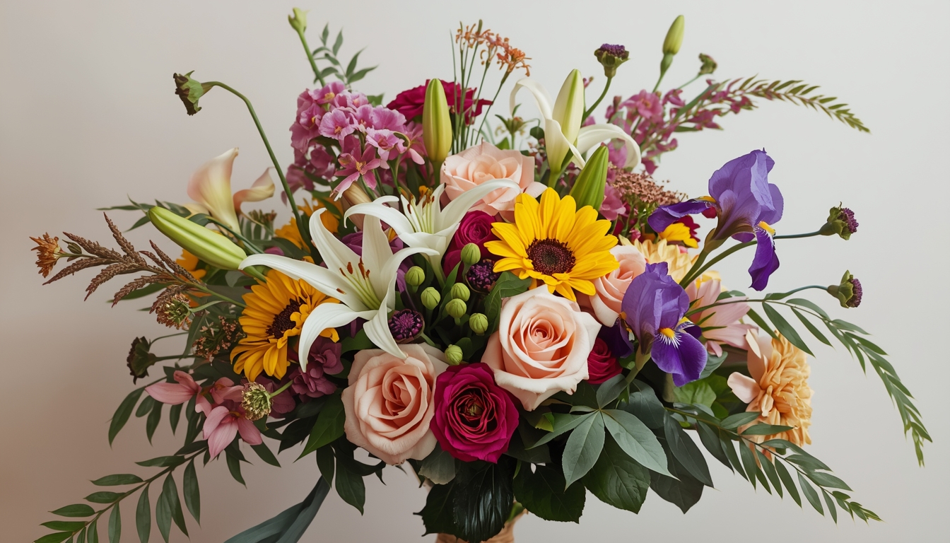 Buchet natural – flori de câmp și verdeață